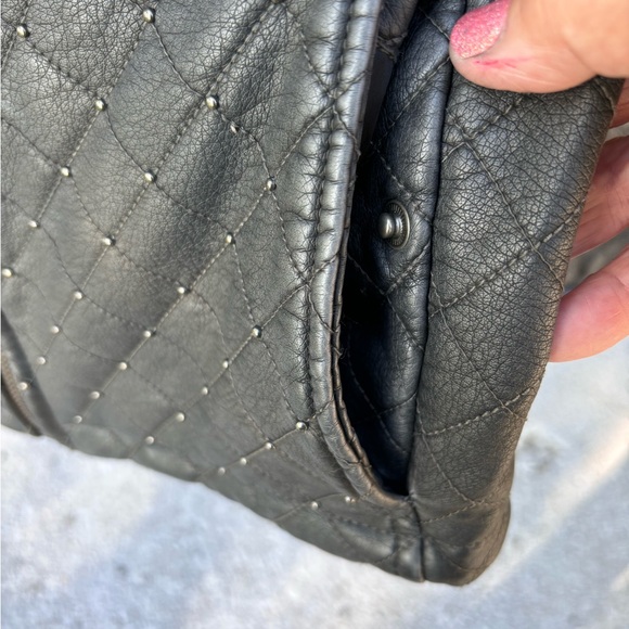 🗺️ LOGO Instant Chic Faux Leather Plus 20W Quilted Motorcycle Style Jacket GUC - Picture 6 of 9